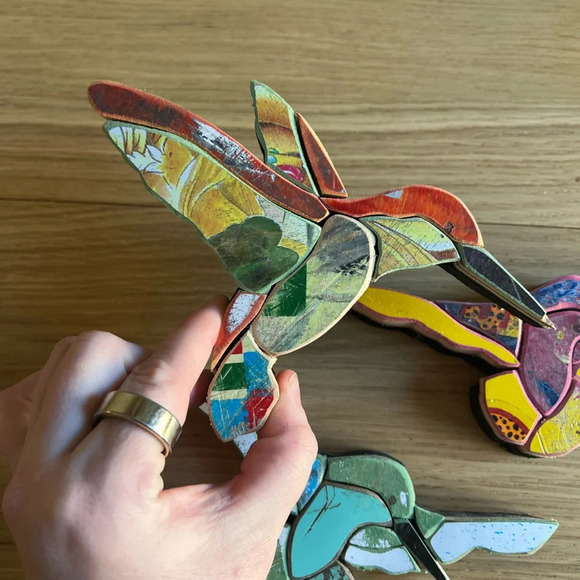 Wall Art: Upcycled Skateboard Hummingbird Wall Art - Handmade Decor - Set of 3 - Picture 10 of 11